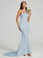 Sheath/Column One-Shoulder Sweep Train Sleeveless Stretch Crepe Bridesmaid Dress