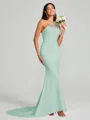 Sheath/Column One-Shoulder Sweep Train Sleeveless Stretch Crepe Bridesmaid Dress
