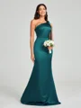 Sheath/Column One-Shoulder Floor-Length Sleeveless Silk Like Satin Bridesmaid Dress