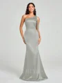 Sheath/Column One-Shoulder Floor-Length Sleeveless Silk Like Satin Bridesmaid Dress