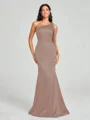 Sheath/Column One-Shoulder Floor-Length Sleeveless Silk Like Satin Bridesmaid Dress