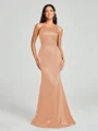 Sheath/Column One-Shoulder Floor-Length Sleeveless Silk Like Satin Bridesmaid Dress