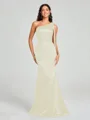Sheath/Column One-Shoulder Floor-Length Sleeveless Silk Like Satin Bridesmaid Dress