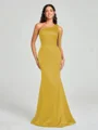 Sheath/Column One-Shoulder Floor-Length Sleeveless Silk Like Satin Bridesmaid Dress