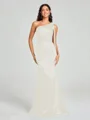 Sheath/Column One-Shoulder Floor-Length Sleeveless Silk Like Satin Bridesmaid Dress