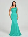 Sheath/Column One-Shoulder Floor-Length Sleeveless Silk Like Satin Bridesmaid Dress