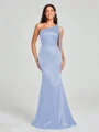 Sheath/Column One-Shoulder Floor-Length Sleeveless Silk Like Satin Bridesmaid Dress