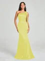 Sheath/Column One-Shoulder Floor-Length Sleeveless Silk Like Satin Bridesmaid Dress