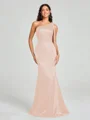 Sheath/Column One-Shoulder Floor-Length Sleeveless Silk Like Satin Bridesmaid Dress