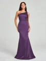Sheath/Column One-Shoulder Floor-Length Sleeveless Silk Like Satin Bridesmaid Dress