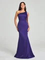 Sheath/Column One-Shoulder Floor-Length Sleeveless Silk Like Satin Bridesmaid Dress
