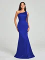 Sheath/Column One-Shoulder Floor-Length Sleeveless Silk Like Satin Bridesmaid Dress