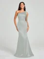 Sheath/Column One-Shoulder Floor-Length Sleeveless Silk Like Satin Bridesmaid Dress
