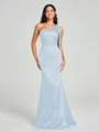 Sheath/Column One-Shoulder Floor-Length Sleeveless Silk Like Satin Bridesmaid Dress
