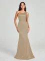 Sheath/Column One-Shoulder Floor-Length Sleeveless Silk Like Satin Bridesmaid Dress