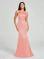 Sheath/Column One-Shoulder Floor-Length Sleeveless Silk Like Satin Bridesmaid Dress