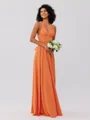 A-Line/Princess Jersey Ruched V-neck Sleeveless Floor-Length Bridesmaid Dresses