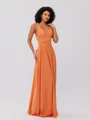 A-Line/Princess Jersey Ruched V-neck Sleeveless Floor-Length Bridesmaid Dresses