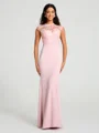 Trumpet/Mermaid High Neck Floor-Length Sleeveless Stretch Crepe Bridesmaid Dress