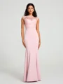 Trumpet/Mermaid High Neck Floor-Length Sleeveless Stretch Crepe Bridesmaid Dress
