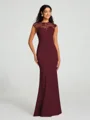 Trumpet/Mermaid High Neck Floor-Length Sleeveless Stretch Crepe Bridesmaid Dress