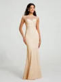 Trumpet/Mermaid High Neck Floor-Length Sleeveless Stretch Crepe Bridesmaid Dress
