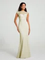 Trumpet/Mermaid High Neck Floor-Length Sleeveless Stretch Crepe Bridesmaid Dress
