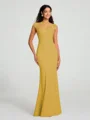 Trumpet/Mermaid High Neck Floor-Length Sleeveless Stretch Crepe Bridesmaid Dress
