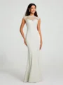 Trumpet/Mermaid High Neck Floor-Length Sleeveless Stretch Crepe Bridesmaid Dress