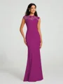 Trumpet/Mermaid High Neck Floor-Length Sleeveless Stretch Crepe Bridesmaid Dress