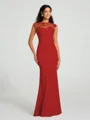 Trumpet/Mermaid High Neck Floor-Length Sleeveless Stretch Crepe Bridesmaid Dress