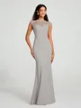 Trumpet/Mermaid High Neck Floor-Length Sleeveless Stretch Crepe Bridesmaid Dress