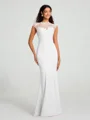 Trumpet/Mermaid High Neck Floor-Length Sleeveless Stretch Crepe Bridesmaid Dress