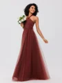 A-Line/Princess Tulle Ruffles Halter Sleeveless Floor-Length Bridesmaid Dresses