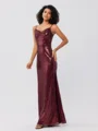 Sheath/Column Sequins Ruched Spaghetti Straps Sleeveless Floor-Length Bridesmaid Dresses