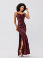 Sheath/Column Sequins Ruched Spaghetti Straps Sleeveless Floor-Length Bridesmaid Dresses