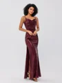Sheath/Column Sequins Ruched Spaghetti Straps Sleeveless Floor-Length Bridesmaid Dresses