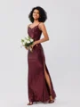 Sheath/Column Sequins Ruched Spaghetti Straps Sleeveless Floor-Length Bridesmaid Dresses