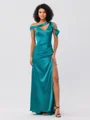 Sheath/Column Charmeuse Ruched One-Shoulder Sleeveless Floor-Length Bridesmaid Dresses