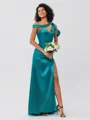 Sheath/Column Charmeuse Ruched One-Shoulder Sleeveless Floor-Length Bridesmaid Dresses