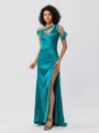 Sheath/Column Charmeuse Ruched One-Shoulder Sleeveless Floor-Length Bridesmaid Dresses