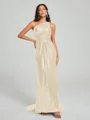 Sheath/Column One-Shoulder Sweep/Brush Train Sleeveless Sequins Bridesmaid Dress