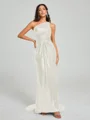Sheath/Column One-Shoulder Sweep/Brush Train Sleeveless Sequins Bridesmaid Dress