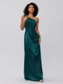 Sheath/Column Silk Like Satin Ruched One-Shoulder Sleeveless Floor-Length Bridesmaid Dresses