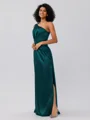 Sheath/Column Silk Like Satin Ruched One-Shoulder Sleeveless Floor-Length Bridesmaid Dresses