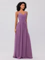 A-Line/Princess Chiffon Ruched V-neck Sleeveless Floor-Length Bridesmaid Dresses