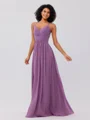 A-Line/Princess Chiffon Ruched V-neck Sleeveless Floor-Length Bridesmaid Dresses
