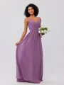 A-Line/Princess Chiffon Ruched V-neck Sleeveless Floor-Length Bridesmaid Dresses