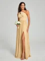 A-Line/Princess One-Shoulder Floor-Length Sleeveless Jersey Bridesmaid Dress