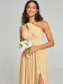 A-Line/Princess One-Shoulder Floor-Length Sleeveless Jersey Bridesmaid Dress